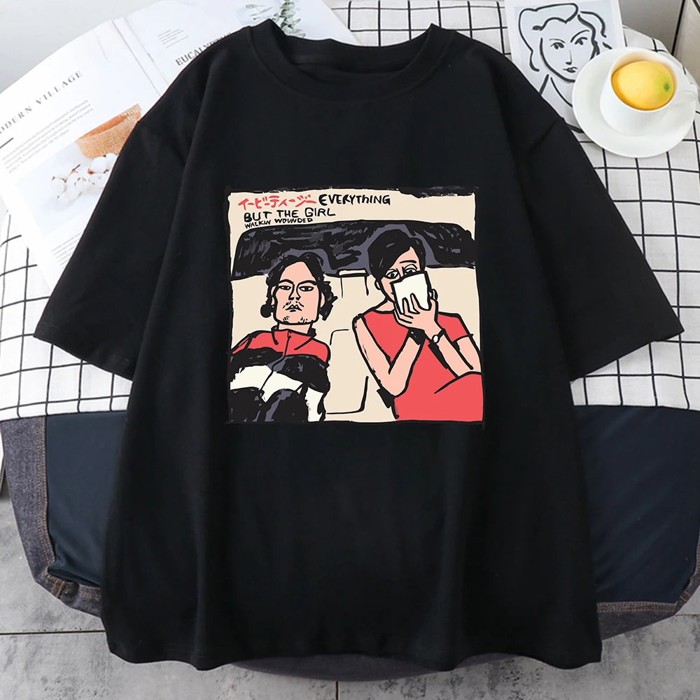 

Japanese Style Cartoon Kawaii Manga Print Women's T-shirt Harajuku Aesthetic Casual Streetwear Summer Fashion Trendy Clothing