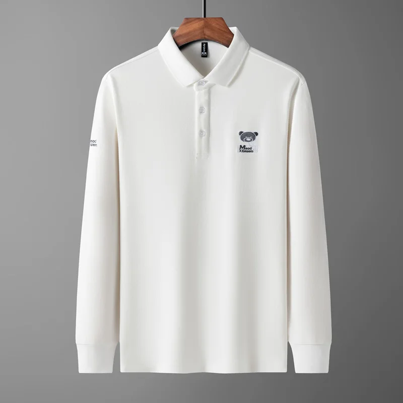 100% Cotton Long Sleeve T-shirt Men's Fashion Embroidery Polo Shirt Spring and Autumn New Youth Casual Men's Wear