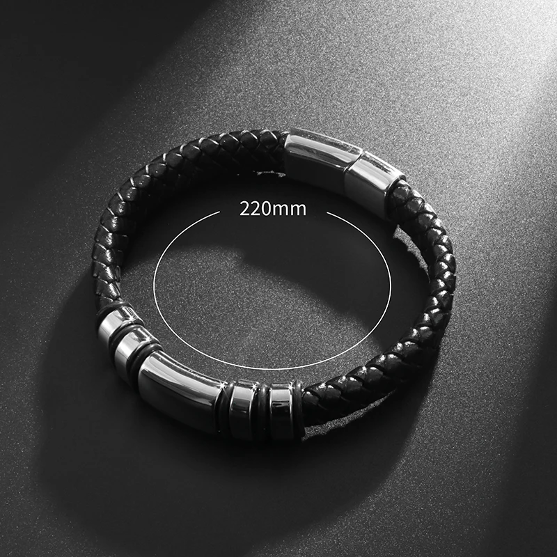 Мужской плетеный кожаный браслет