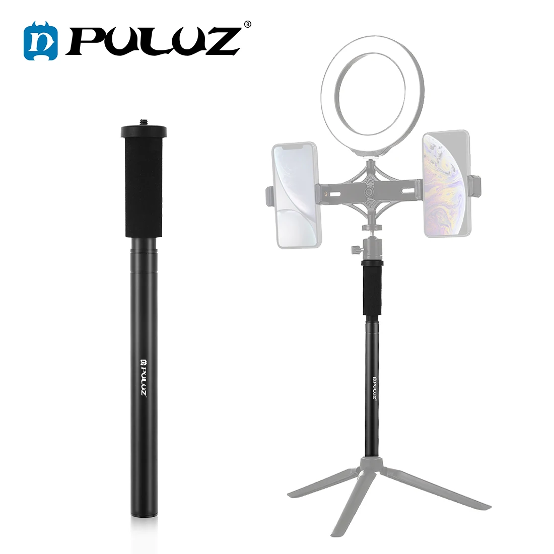 

PULUZ Professional Tripode DSLR 1/4 Screw Aluminum Alloy Handheld Adjustable Tripod Mount Monopod Extension Central Shaft Rod