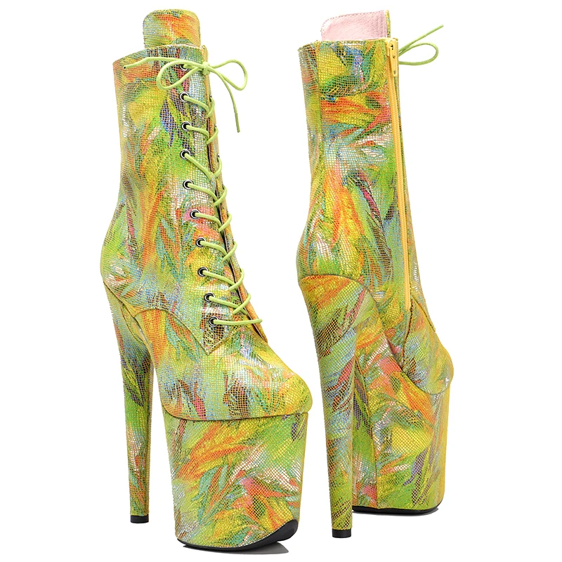 Leecabe 20CM/8Inch Genuine Leather Women's Platform disco party High Heels  Pole Dance boot