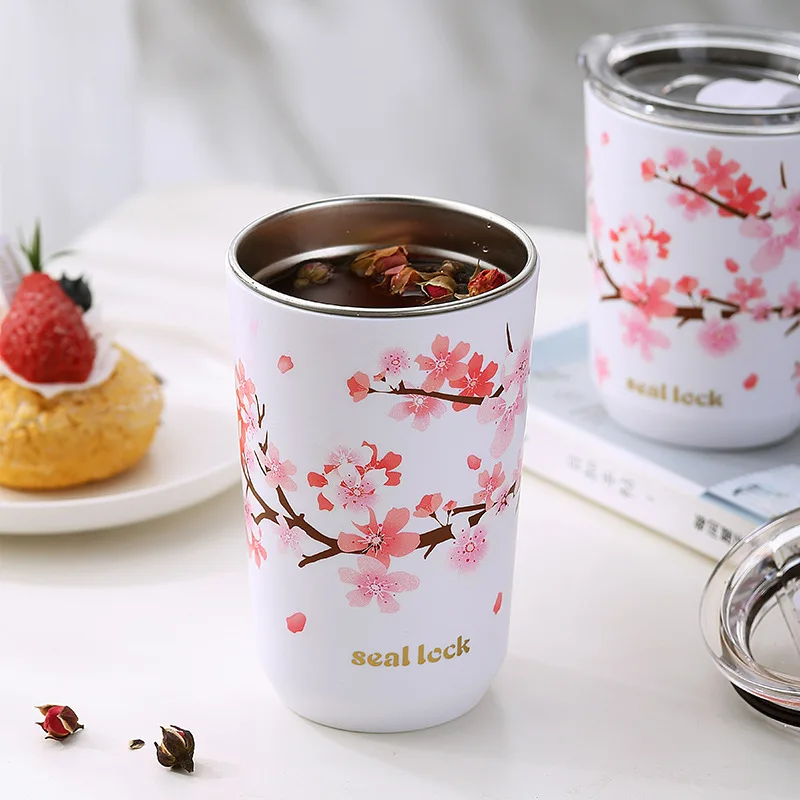 Термокружка с крышкой из нержавеющей стали двойными стенками для кофе пива воды