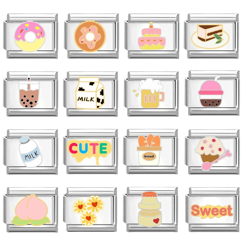 Y2k Шарм Пончик Хлеб Торт Молоко Персиковые Цветы Итальянские Шарм-звенья