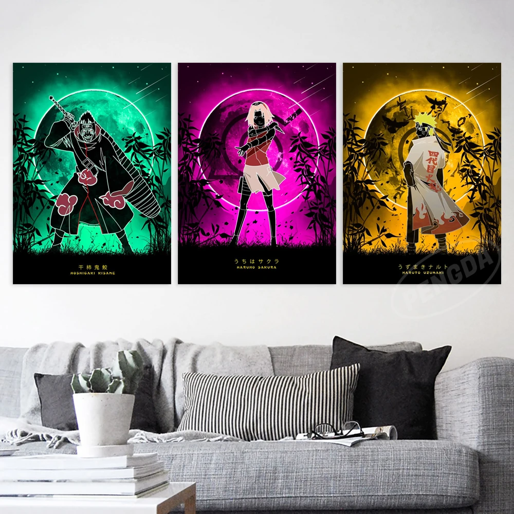 

Canvas Naruto Prints Anime Paintings Hoshigaki Kisame Wall Art Poster Haruno Sakura Pictures Uzumaki For Living Room Home Decor