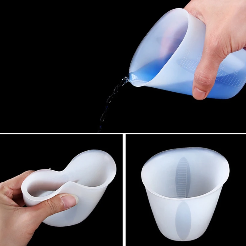 

2022 New 250ml Silicone Measuring Cup Clear Graduated Epoxy Split Cup for DIY Crafts Casting Tool UV Resin Mold Jewelry