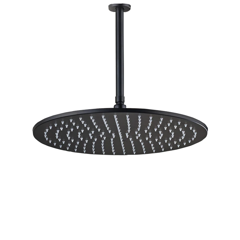 

Оптовая и розничная продажа, Потолочная насадка для душа 16 дюймов, большая дождевая черная, круглая, латунная насадка для душа, аксессуары для крана