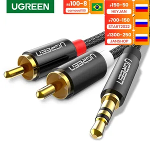 RCA-кабель Ugreen для домашнего кинотеатра, аудиокабель, Hi-Fi, стерео, 3,5 мм Jack, AUX, сплиттер для усилителей