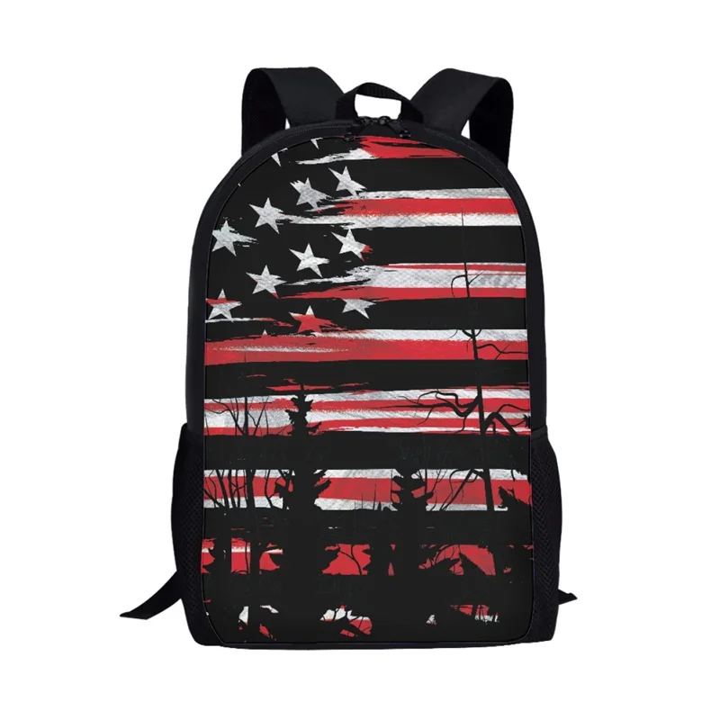 

American Flag Pattern Print Backpack for Kids Student School Bag Girls Boys Book Bag Teenager Casual Backpack Travel Rucksack