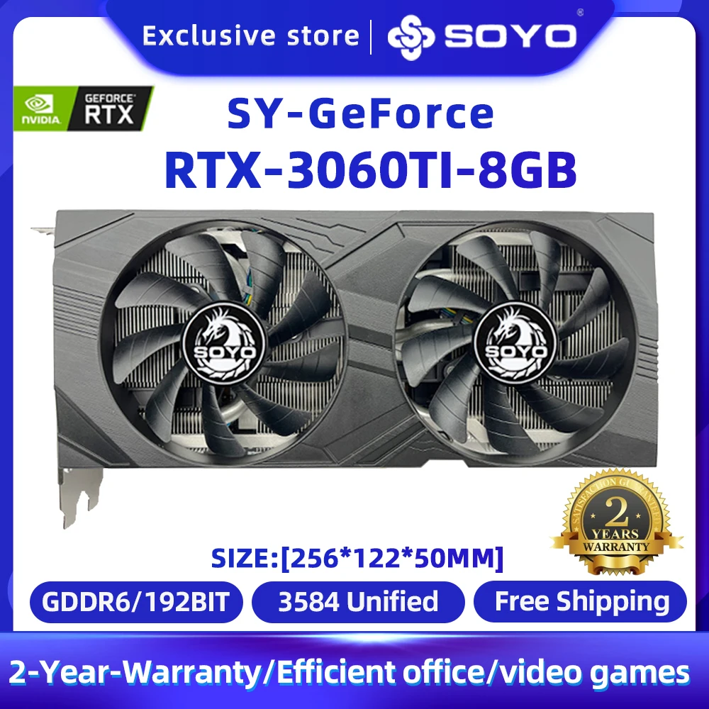 

SOYO Graphics Card RTX 3060Ti 8GB X-GAME GDDR6 256bit NVIDIA GPU 8Pin HDMI*1 DP*3 PCI Express 4.0 x16 rtx3060ti 8gb Video card