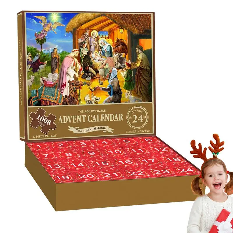 

1008PCS Puzzle Advent Calendar 2023 Christmas Adventure Jigsaw Puzzle Advent Calendar 24 days Until Christmas Countdown Gifts