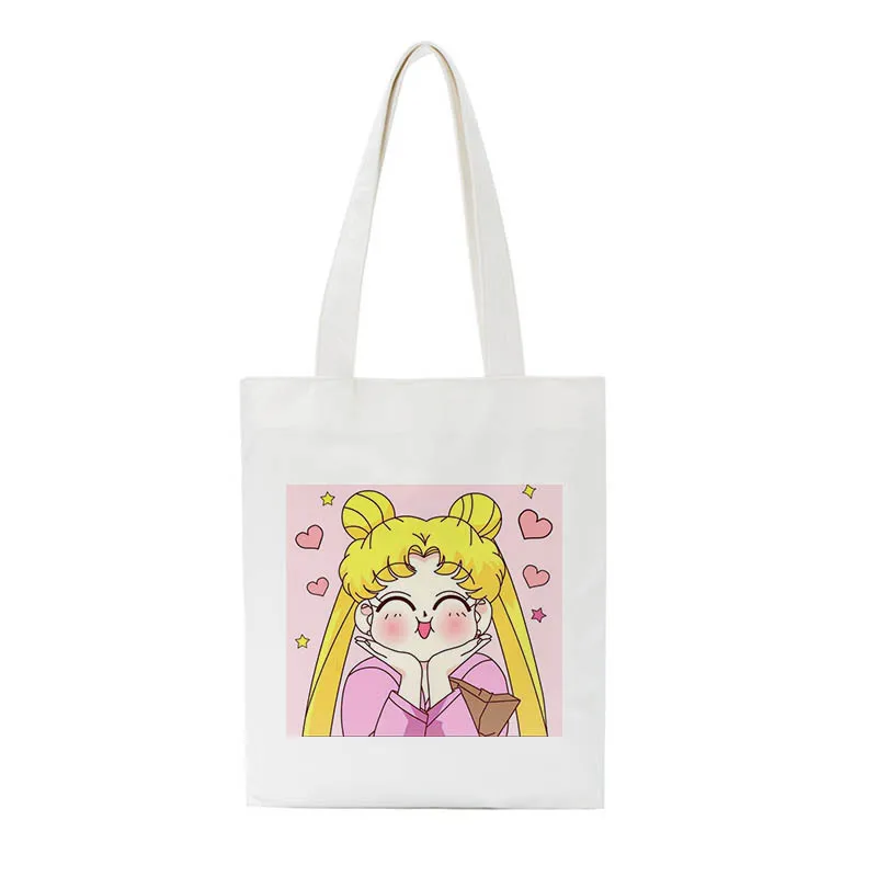 

Tote Shoulder Bag Shopper Bags Eco White Handbag summer Sailor Moon Bag harajuku aesthetic Casual vintage Art Cartoon Cloth bag