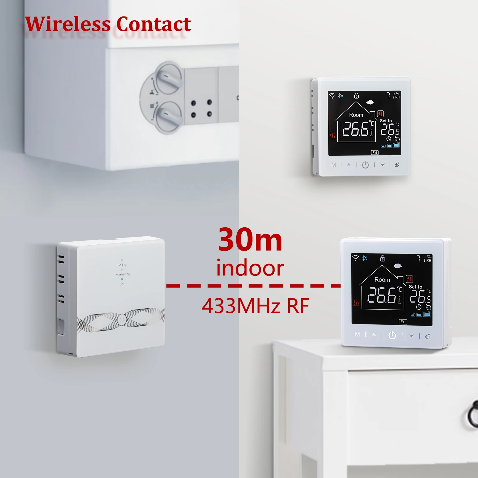 

Беспроводной настенный термостат с ЖК-дисплеем и поддержкой Wi-Fi