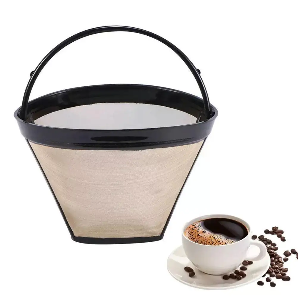 

Reusable Coffee Filter Tea Infuser Basket Fine Mesh Cone-Style Handle 10-12 Gold Tea Maker Mesh Strainer Tool Cup Machine R3G9