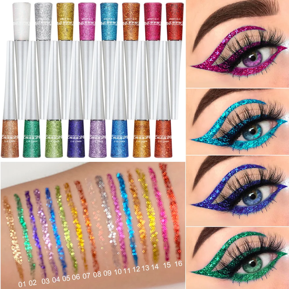 

16 Colors Liquid Eyeliner Coloful Glitter Waterproof Long-lasting Quick Dry Eyeliner Pen Eye Make Up Tool Beauty Cosmetic TSLM1