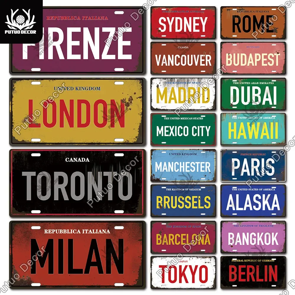 oral Decor w stylu amerykańskim żelazna tablica rejestracyjna Vintage metalowy znak dla męskiego wystroju jaskinioweg...