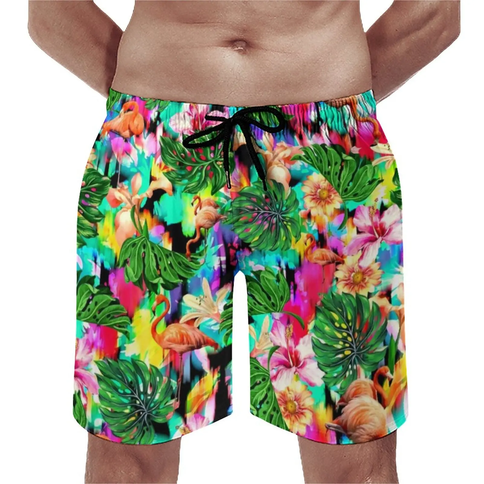 

Шорты с рисунком фламинго, тропические шорты, дизайнерские шорты, удобные пляжные плавки, подарок на день рождения