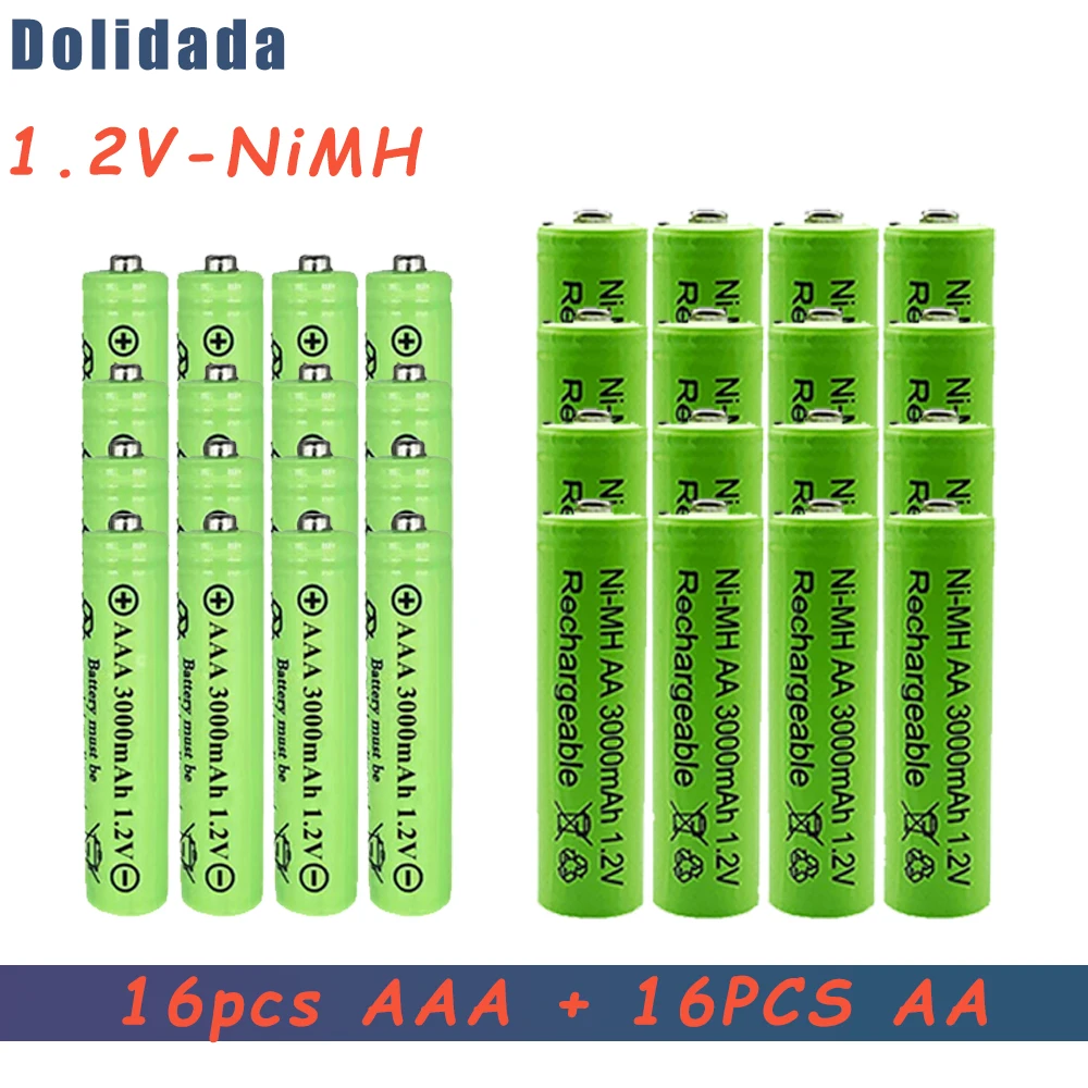 

Перезаряжаемая батарея 1,2 в AA 3000 мАч Ni-MH + AAA 3000 мАч перезаряжаемые батареи для камер фонариков MP3-плееров электрических игрушек