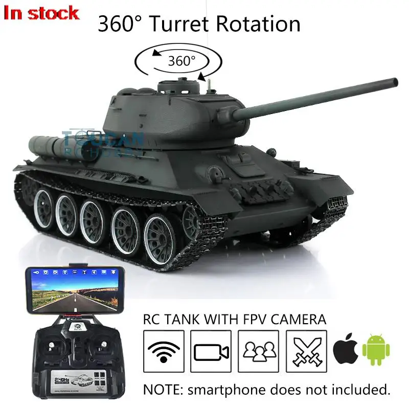 

HENG LONG 1/16 7.0 Upgraded Metal Soviet T34-85 Army RC FPV Tank 3909 360° Turret Rotation BB Shooting Smoking Engine Toys 17785