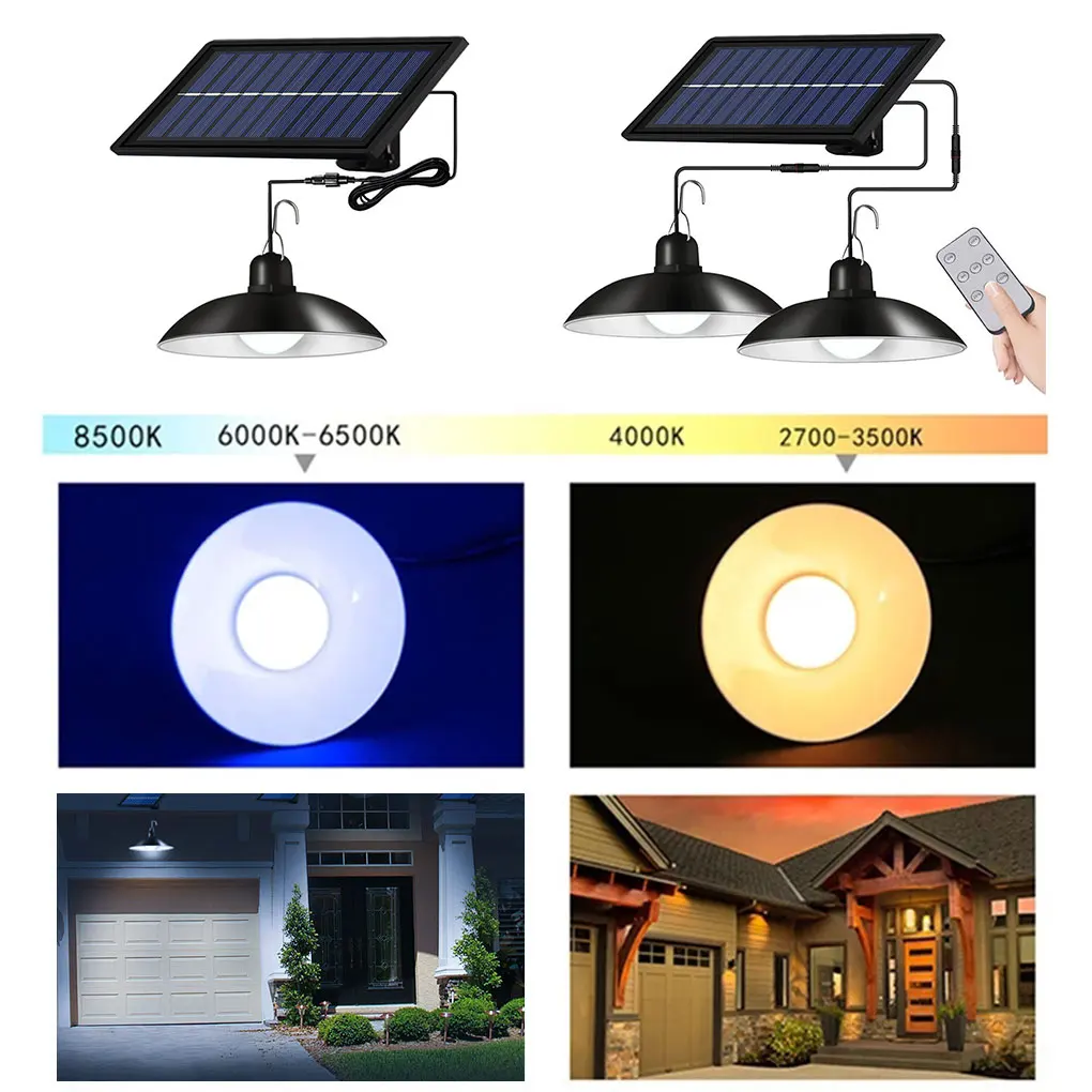 

Ceiling Light Solar Power LED Outdoor Wall Lamp IP65 Waterproof Remote Control Light Dual Heads Warm Light