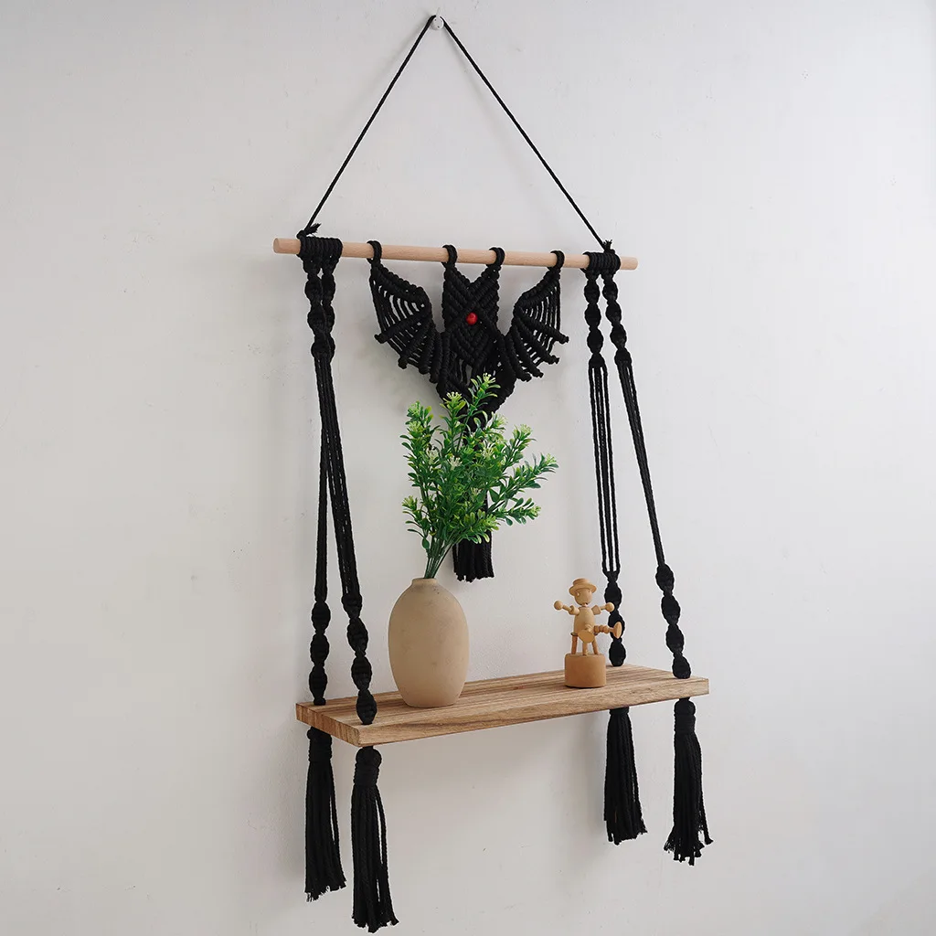 Макраме Хэллоуин в форме летучей мыши гобелены настенные органайзеры для