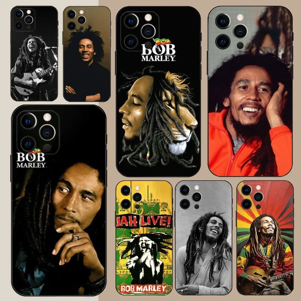 Чехол для телефона Singer Bob Marley Apple iPhone 15 14 13 12 11 Pro X XS Max XR Plus Mini Soft Black Cover