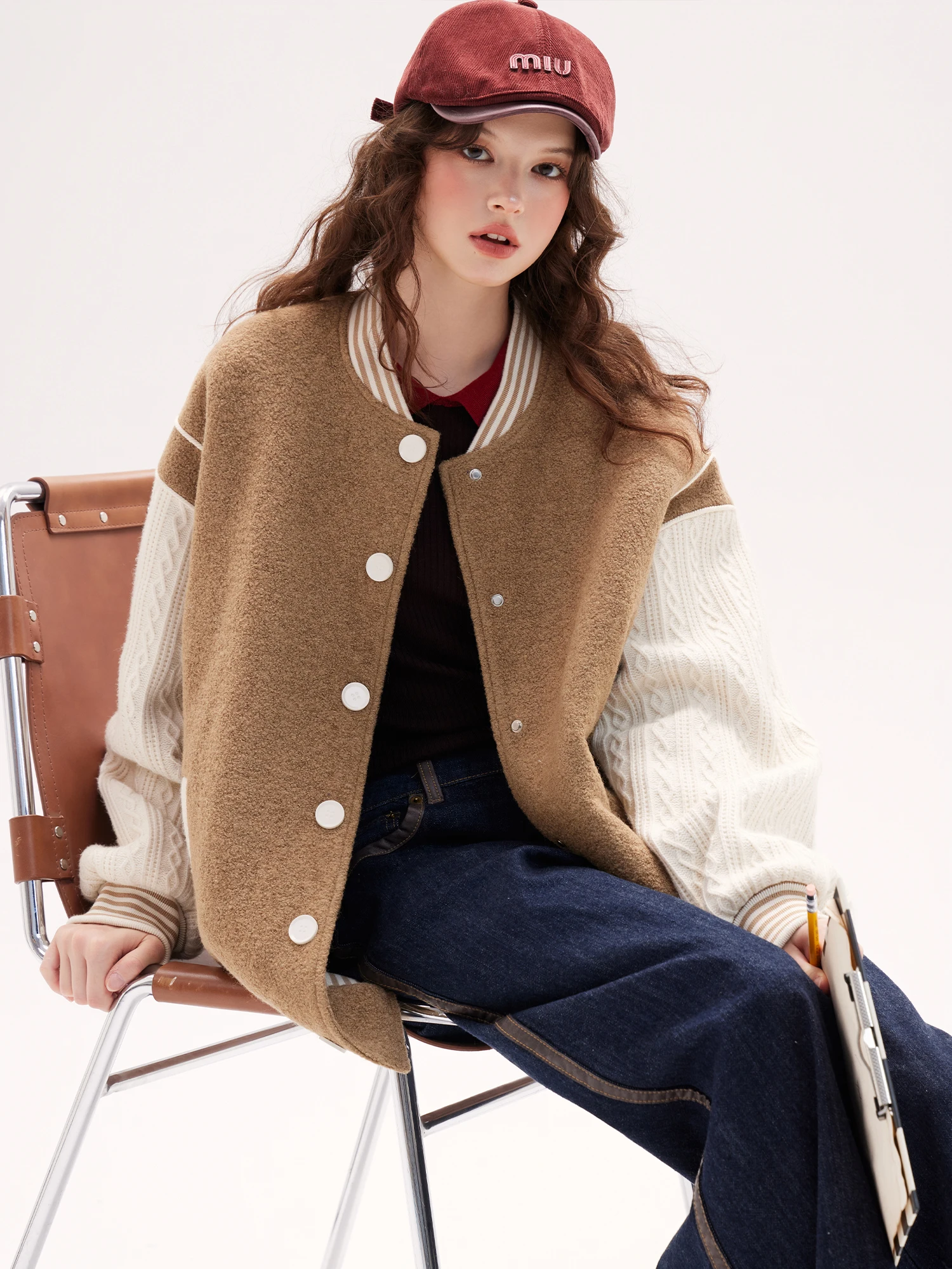 2024 зимняя шерстяная куртка в консервативном стиле женская американская цветная