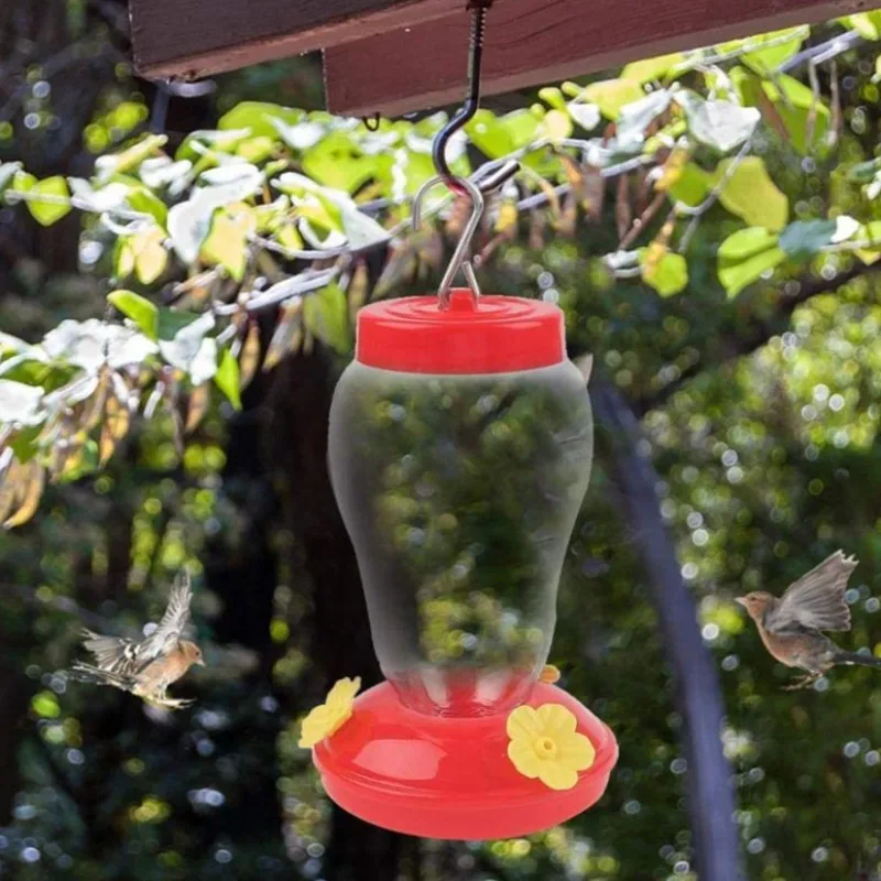 

1pcs Plastics Bird Water Feeder Bottle Hanging Hummingbird Feeder Garden Outdoor Plastic Flower Iron Hook Bird Feeder birds feed