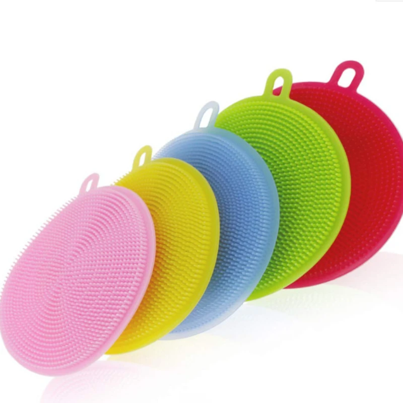 Kitchen Cleaning Brush Silicone Dishwashing Brush Fruit Vegetable Cleaning Brushes Pot Pan Sponge Lefelo Scouring Pads Table Mat