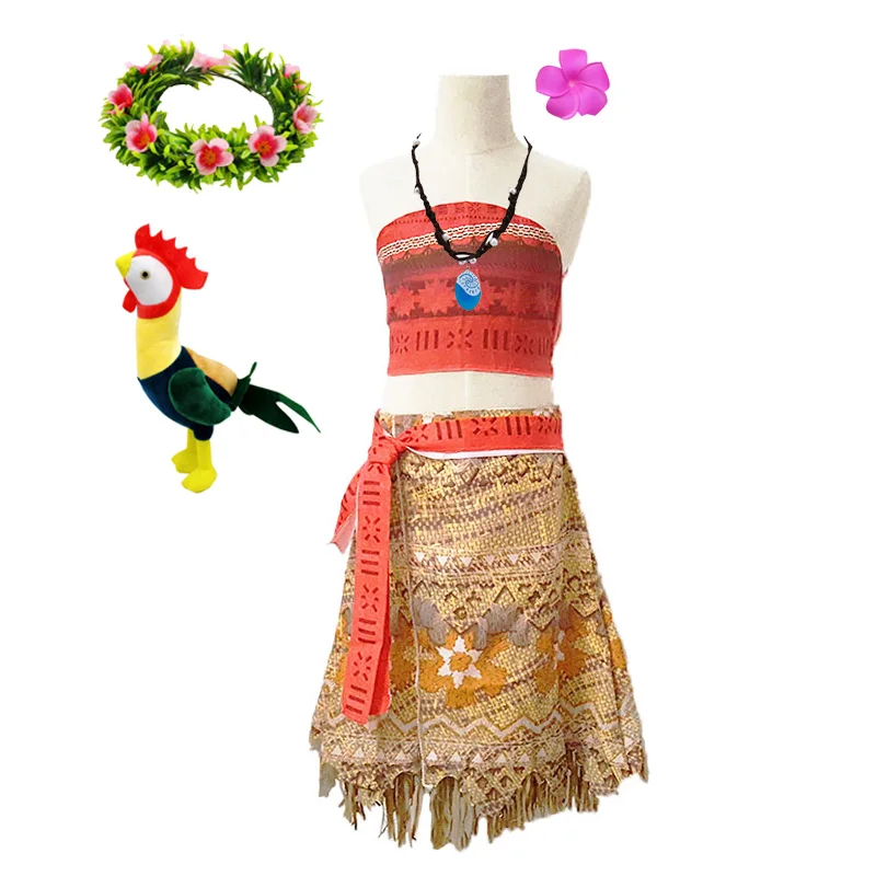 Платья Disney Моана детская одежда для девочек ожерелье Детский костюм принцессы