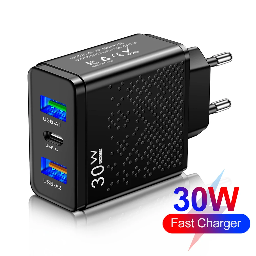 

30W USB Charger PD Type C Fast Charging Chargers For iPhone 14 Pro Samsung S23 Ultra Xiaomi 13 Pro Huawei P60 Wall Phone Adapter