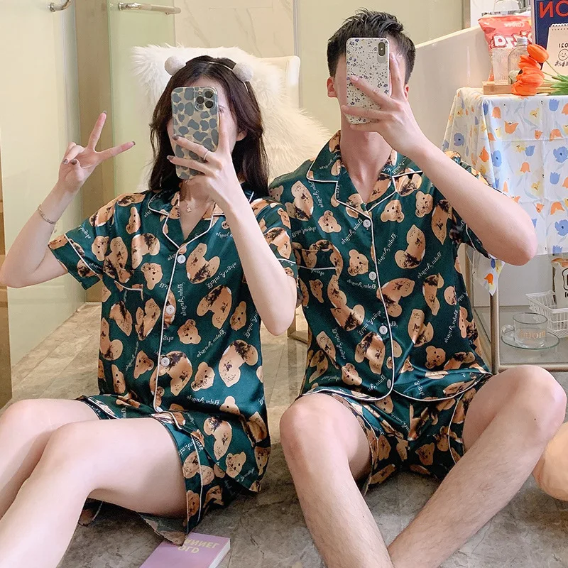 Новинка 2022 Пижамный комплект для влюбленных пар топ с коротким рукавом и шорты