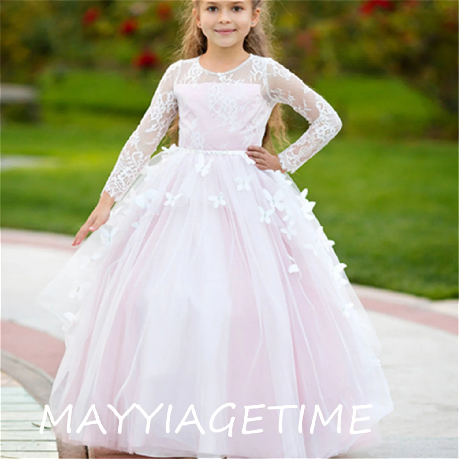 

Цветочные платья для девочек, высококачественные кружевные бальные платья с аппликацией и бисером, бисером, платья до пола для конкурса и первого причастия