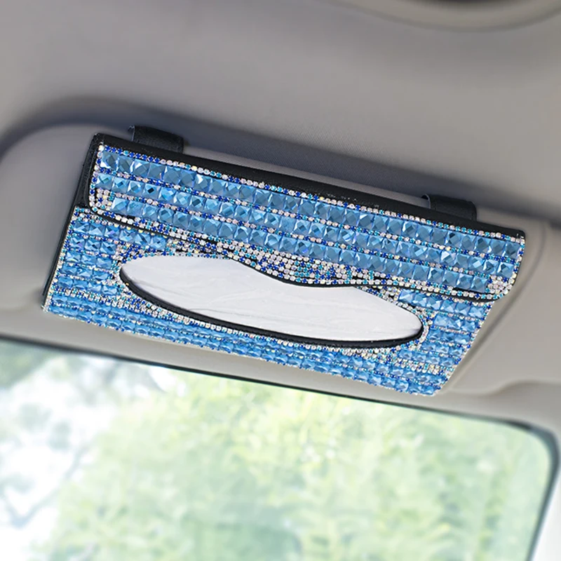 Luxury Creative Crystal Car Hang Tissue Paper Box Case for Women Diamond Auto Sun Visor Holder Cover Interior Accessories Luxury Creative Crystal Car Hang Tissue Paper Box Case for Women Diamond Auto Sun Visor Holder Cover Interior Accessories