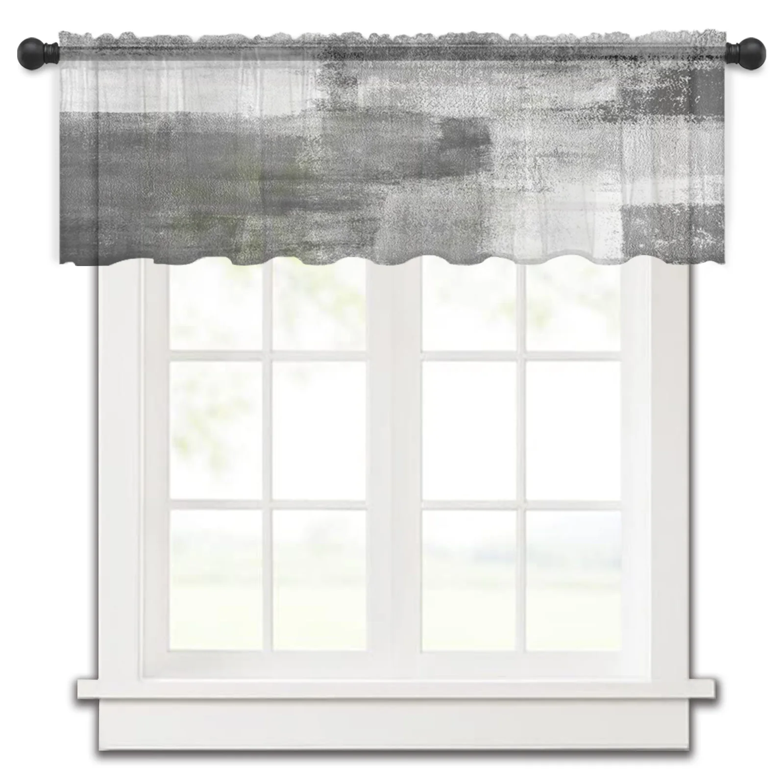 

Oil Painting Abstract Black White Grey Kitchen Curtains Tulle Sheer Short Curtain Bedroom Living Room Home Decor Voile Drapes
