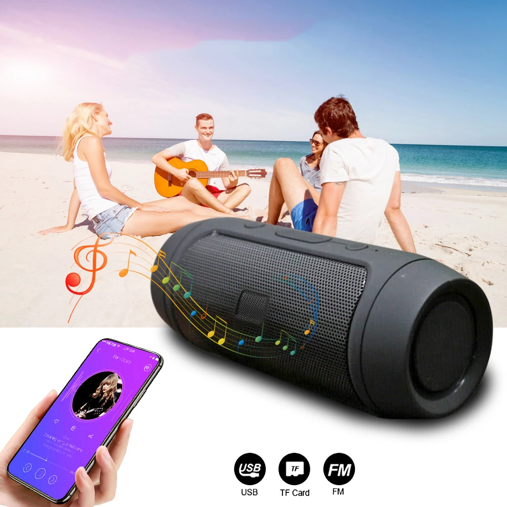 

Mini Wireless Bluetooth-Compatible Bass Speaker Portable Subwoofer Sound Bar Outdoor Waterproof Loudspeaker Support TF FM Radio