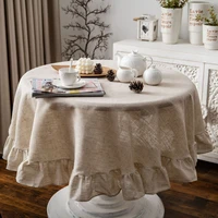 150cm round tablecloth nordic cotton linen tablecloth with ruffle edge table cloth wedding decoration track on the table cover