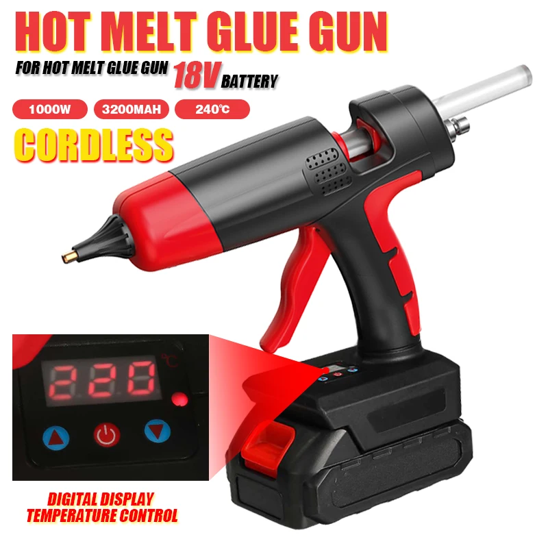 

21V 1000W Cordless Hot Melt Glue Gun DIY Repair Tool Rechargeable Li-ion Battery for 11mm Glue Stick with Makita Battery
