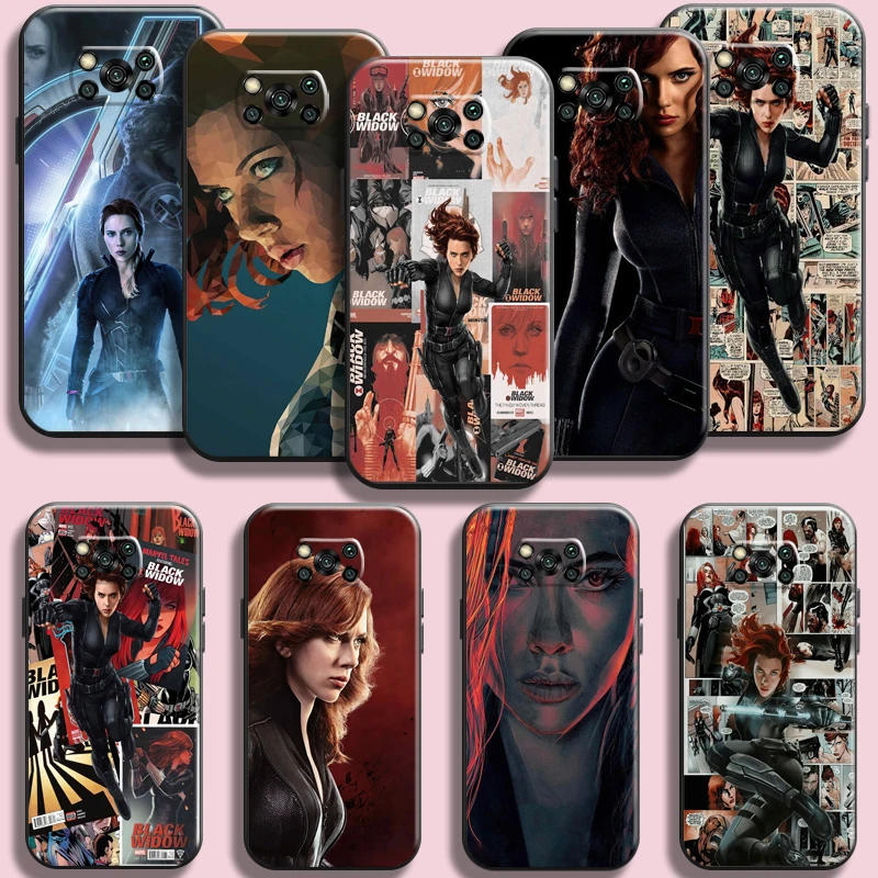 

Marvel Avengers Black Widow Phone Case For Xiaomi Poco X3 F3 M3 Pro NFC GT Cases Full Protection Back TPU Liquid Silicon