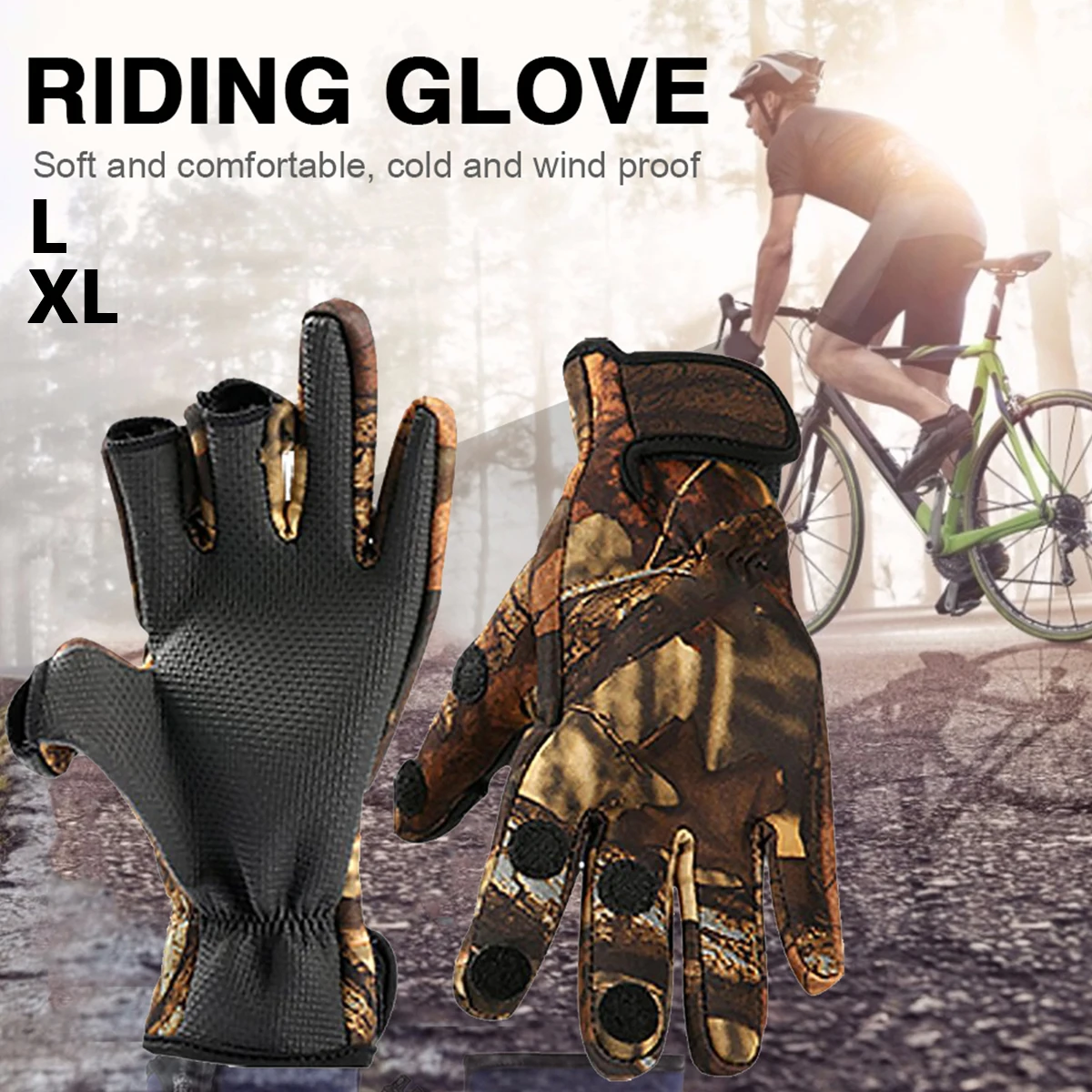 

1 Pair Fishing Gloves Windproof Non-slip Convertible Gloves Men Women All Season Gloves with 3 Fingerless Gloves for