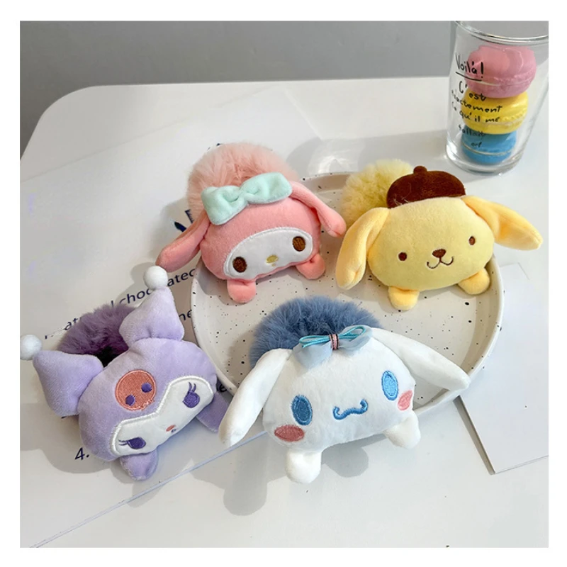 

Cute Sweet Girl Sanrio Cinnamoroll Mymelody Pompom Purin Kuromi Cartoon Anime Furry Accessories Holiday Gift for Friends