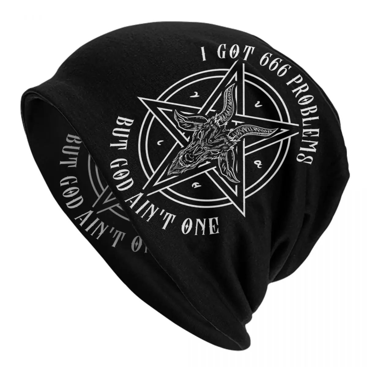 I Got 666 Problems I Satanic Goat I Baphomet Graphic Adult Men's Women's Knit Hat Keep warm winter Funny knitted hat