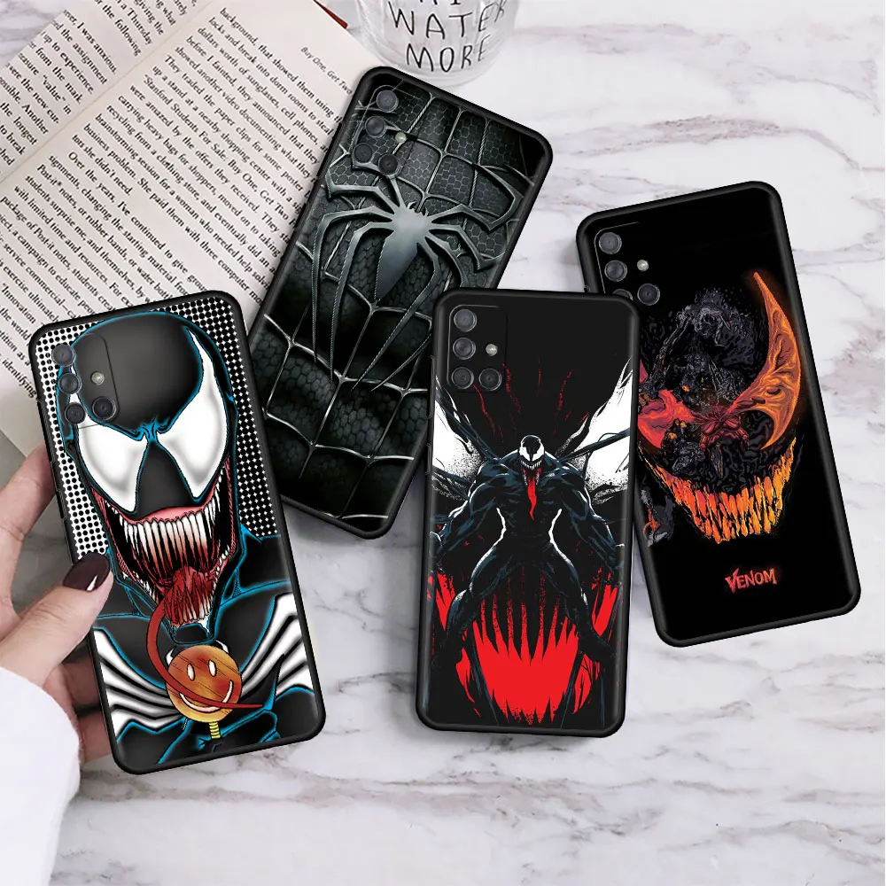 

Case For Samsung Galaxy A52 A12 A51 A32 A71 A50 A21s A22 A31 A33 A53 A72 A10 Black Phone Funda Cover Avengers Venom Spiderman
