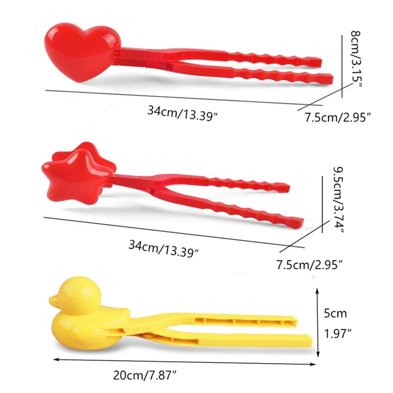 

3PCS Interactive Snowball Fight Game Maker Clip w/ Easy Grab Handle Snow Mold Boys Girls Interesting Winter Beach Toy