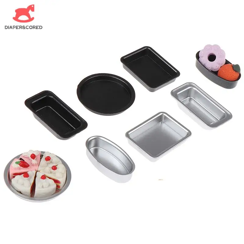 

1Set 1:6 1:12 Dollhouse Miniature Baking Tray Pan Plate Bakeware Baking Tools Model Kitchen Scene Decor Play House Toy