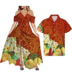 Летнее платье-макси HYCOOL с разрезом для отпуска, платье с принтом гибискуса, оранжевое полинезийное платье для вечеринки, женское вечернее элегантное платье на бретелях-спагетти