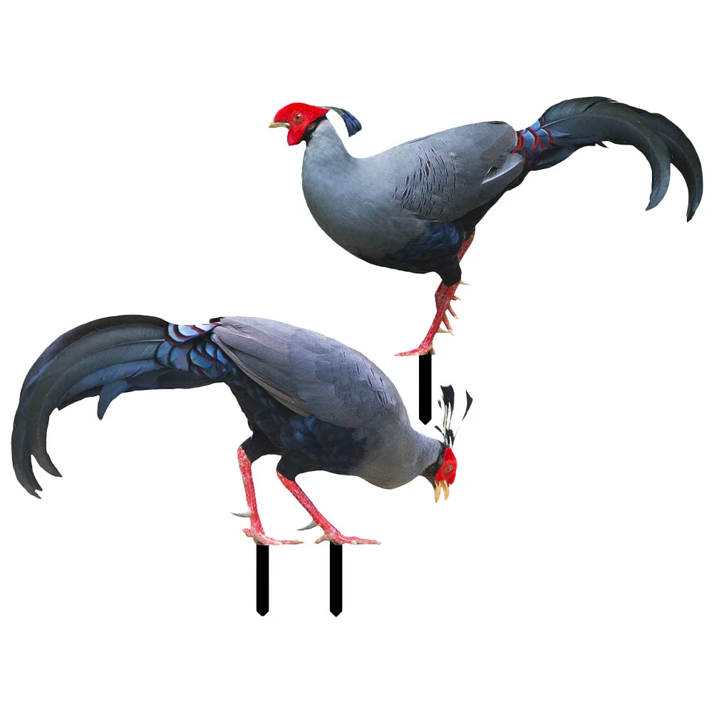 

2 Pcs Garden Decoration Insert Adornment Outdoor Yard Ornament Stake Sign Pheasant Vivid Stakes Decorations Silhouette