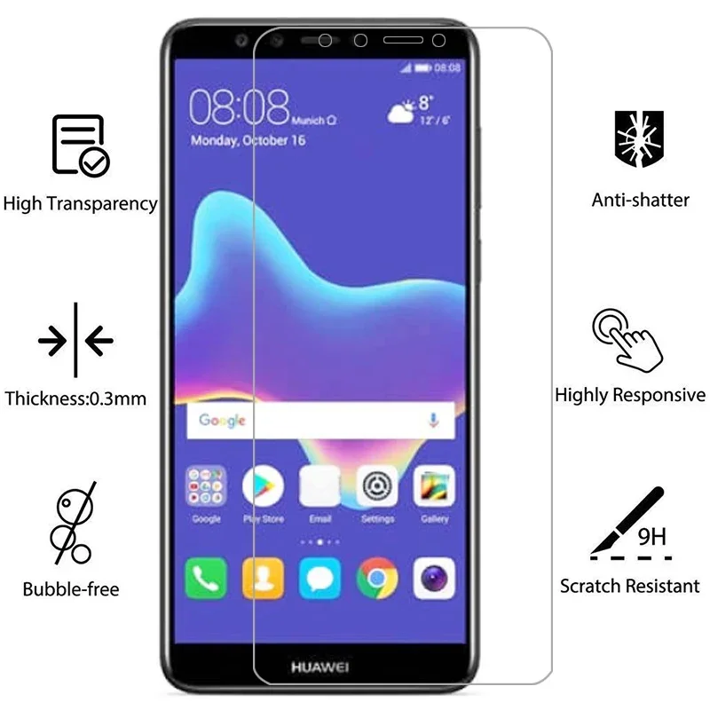 Закаленное стекло для защиты экрана huawei y9 2018 чехол huawey huwei hawei y 9 9y y92018 защитный