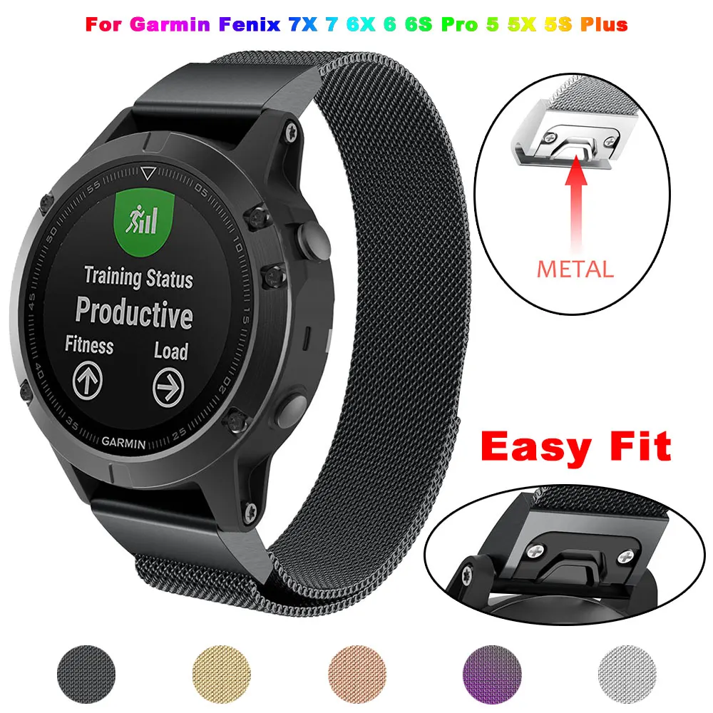 

Ремешок «Миланская петля» из металла для Garmin Fenix 6 7 5 5S 6X 7X 5X Plus 3 3HR Forerunner 935 945, ремешок для наручных часов, 20 22 26 мм
