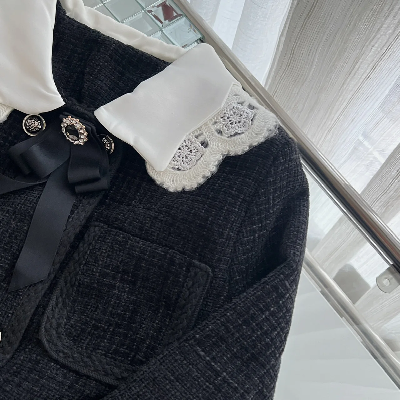 Женский твидовый костюм из двух предметов винтажный короткий топ и короткая