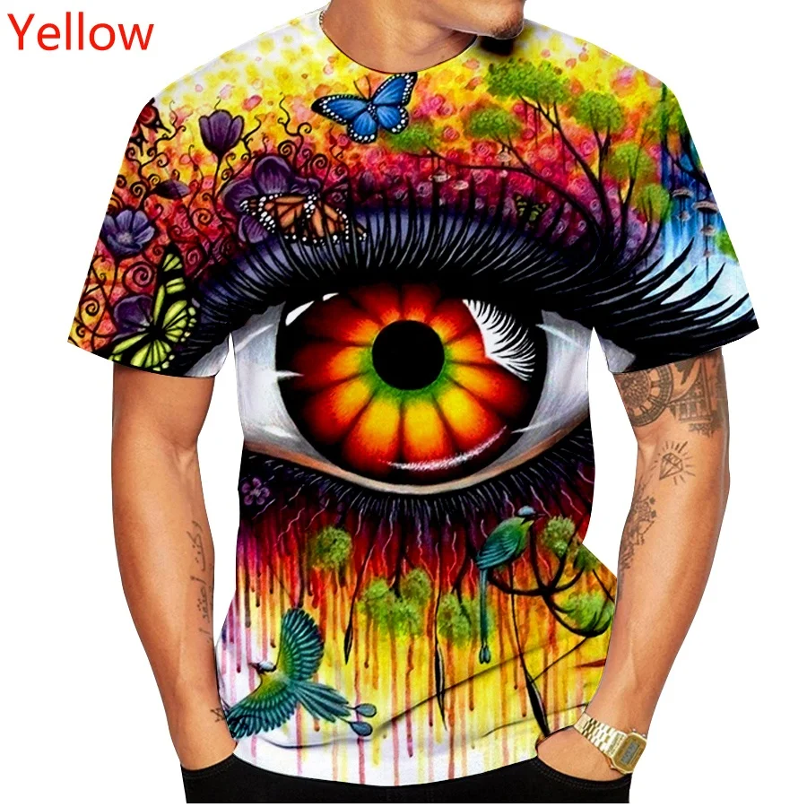 

2022 Men Causal Short Sleeve Eye Paint 3d Print Graphic Tee Shirts O-Neck Tshirts Tops Fashion Cute Funny Blouse Shirts